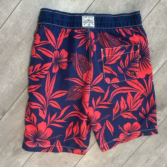 Gap Boys Tropical Swim Trunks Hawaiian Hibiscus Size 10 Gap Surf Blue Red - Picture 3 of 14